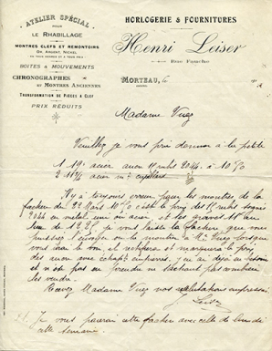 Papier à en-tête d'Henri Leiser, décennie 1910. © Région Bourgogne-Franche-Comté, Inventaire du patrimoine