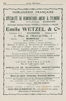 Publicité pour la société Emile Wetzel et Cie, 1910. © Région Bourgogne-Franche-Comté, Inventaire du patrimoine Publicité pour la société Emile Wetzel et Cie, 1910. © Région Bourgogne-Franche-Comté, Inventaire du patrimoine