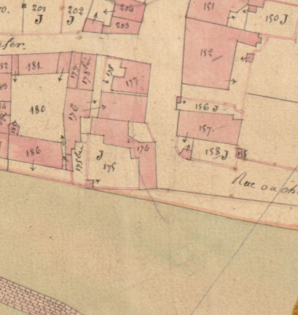 Extrait de l'Atlas parcellaire (1836) du cadastre de la commune de Scey-sur-Saône-et-Saint-Albin. © Région Bourgogne-Franche-Comté, Inventaire du patrimoine