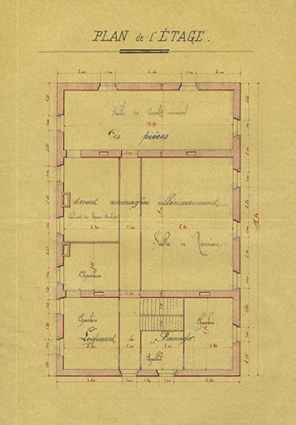 Construction d'un chalet-modèle. Plan de l'étage, 1901. © Région Bourgogne-Franche-Comté, Inventaire du patrimoine