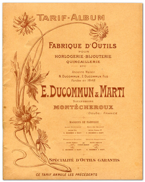 Tarif-album [...] E. Ducommun & Marti successeurs [catalogue de production : 1ère de couverture], [années 1920-1930]. © Région Bourgogne-Franche-Comté, Inventaire du patrimoine