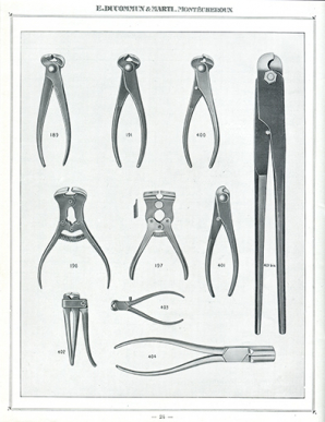 Tarif album n° 5. Fabrique d'outils E. Ducommun & Marti [catalogue de production, p. 24 : pinces], [milieu 20e siècle]. © Région Bourgogne-Franche-Comté, Inventaire du patrimoine