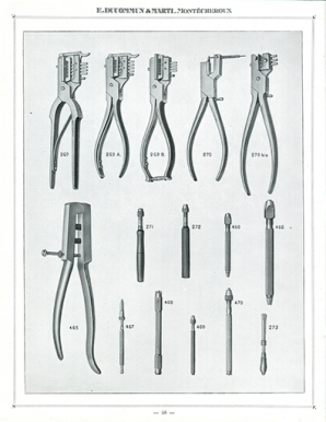 Tarif album n° 5. Fabrique d'outils E. Ducommun & Marti [catalogue de production, p. 48 : pinces aux yeux de ressorts et pinces à morille], [milieu 20e siècle]. © Région Bourgogne-Franche-Comté, Inventaire du patrimoine