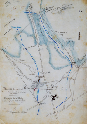 Plan du périmètre de protection des eaux. © Région Bourgogne-Franche-Comté, Inventaire du patrimoine