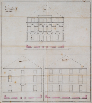 Projet pour le casino, façade principale et façades latérales (vers 1844). © Région Bourgogne-Franche-Comté, Inventaire du patrimoine