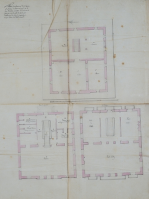 Projet pour le casino, plans du rez-de-chaussée et des deux étages (vers 1844). © Région Bourgogne-Franche-Comté, Inventaire du patrimoine