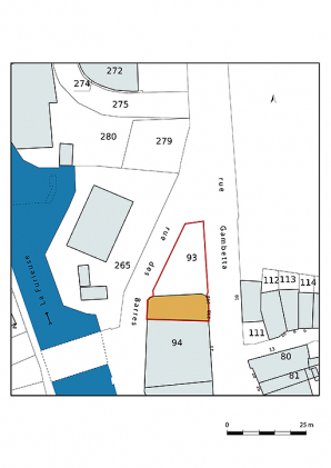 Plan-masse et de situation, extrait du plan cadastral (2021). © Région Bourgogne-Franche-Comté, Inventaire du patrimoine