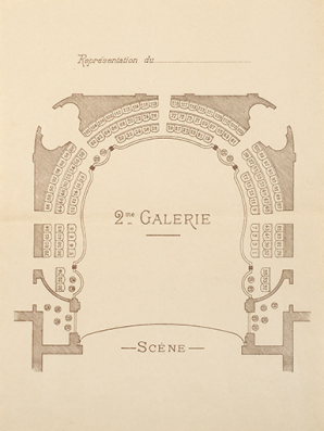 [Croquis de répartition des places :] 2me Galerie. S.d. [1923]. © Région Bourgogne-Franche-Comté, Inventaire du patrimoine