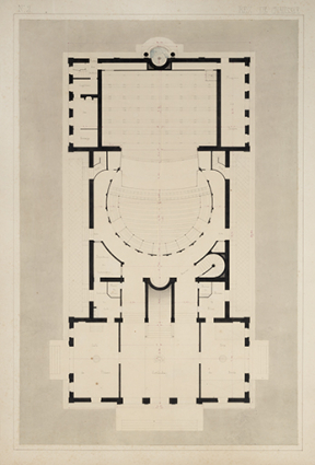 [Théâtre de Dole. Projet C, non réalisé]. Rez de chaussée. S.d. [1839].  © Région Bourgogne-Franche-Comté, Inventaire du patrimoine