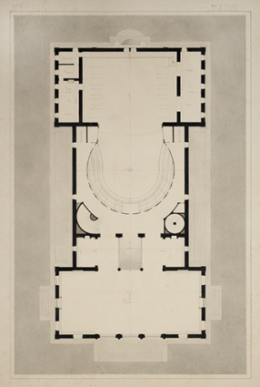 [Théâtre de Dole. Projet C, non réalisé]. 1er étage. S.d. [1839]. © Région Bourgogne-Franche-Comté, Inventaire du patrimoine