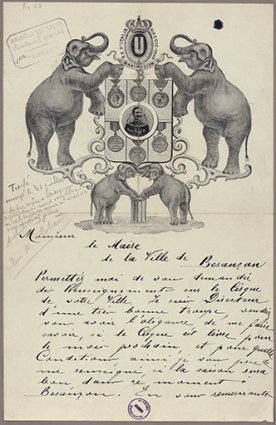 [Exemple de manifestation : papier à en-tête du cirque Maximilian]. 26 juillet 1901. © Région Bourgogne-Franche-Comté, Inventaire du patrimoine