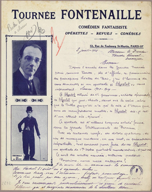[Exemple de manifestation : papier à en-tête de la Tournée Fontenaille]. 3 janvier 1928. © Région Bourgogne-Franche-Comté, Inventaire du patrimoine