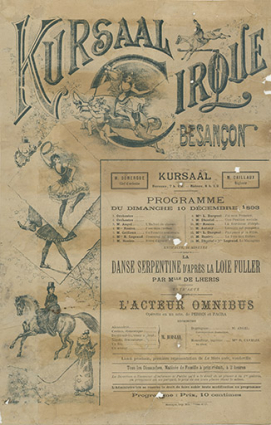 Kursaal Cirque Besançon. Programme du dimanche 10 décembre 1893. © Région Bourgogne-Franche-Comté, Inventaire du patrimoine
