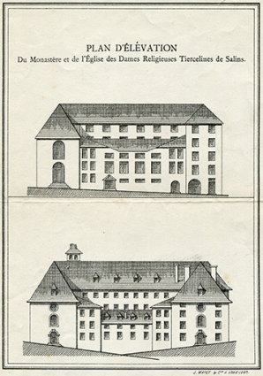 Plan d'élévation du monastère et de l'église des Dames religieuses Tiercelines de Salins, s.d. [1793]. © Région Bourgogne-Franche-Comté, Inventaire du patrimoine