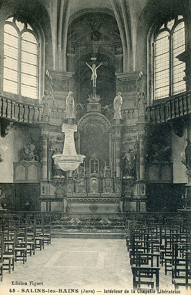 Salins-les-Bains (Jura) - Intérieur de la chapelle Libératrice, s.d. [début 20e siècle]. © Région Bourgogne-Franche-Comté, Inventaire du patrimoine