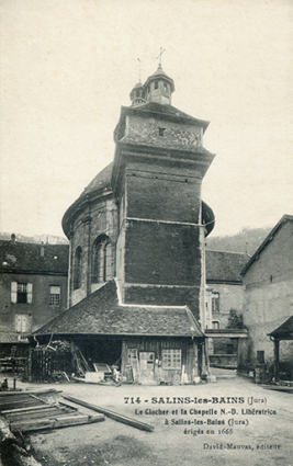 Salins-les-Bains (Jura) - Le clocher et la chapelle N.-D. Libératrice, s.d. [début 20e siècle]. © Région Bourgogne-Franche-Comté, Inventaire du patrimoine