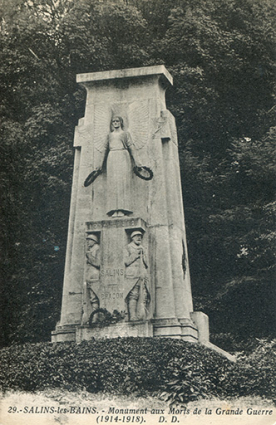 Salins-les-Bains (Jura) - Monument aux Morts de la Grande Guerre (1914-1918), s.d. [vers 1925].   © Région Bourgogne-Franche-Comté, Inventaire du patrimoine