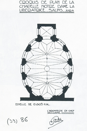 Croquis de plan de la chapelle, s.d. [vers 1930]. © Région Bourgogne-Franche-Comté, Inventaire du patrimoine