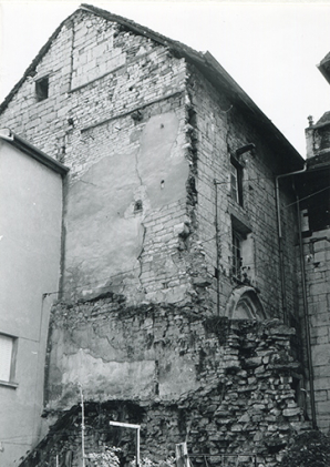 Mur-pignon ouest de la chapelle, 1990. © Archives municipales, Besançon Mur-pignon ouest de la chapelle, 1990. © Archives municipales, Besançon