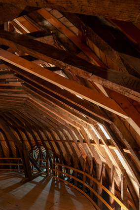 Parie orientale de la charpente, depuis le sud. © Région Bourgogne-Franche-Comté, Inventaire du patrimoine