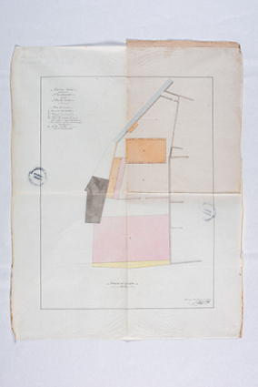 Plan projeté pour le préau de la salle d'asile (recto), 1847. © Région Bourgogne-Franche-Comté, Inventaire du patrimoine