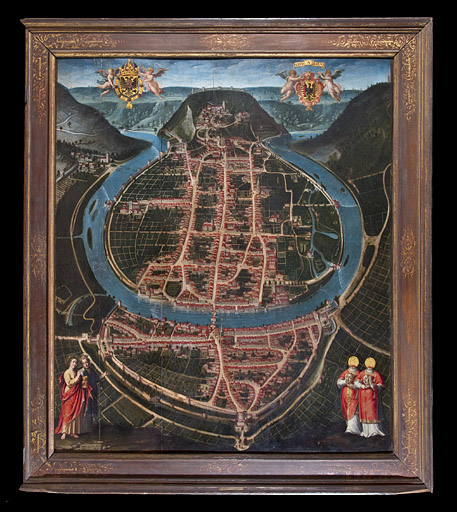 Tableau intitulé "Besançon à vol d'oiseau" : vue d'ensemble. © Yves Sancey / Région Bourgogne-Franche-Comté, Inventaire du patrimoine - 2011