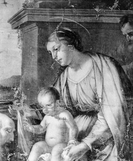 Détail de la Vierge et de l'Enfant. © Michel Thierry / Région Bourgogne-Franche-Comté, Inventaire du patrimoine - 1978