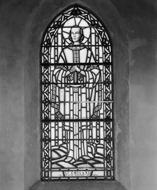 Vitrail Saint-Emiland, bas-côté gauche, 2ème travée. © Michel Thierry / Région Bourgogne-Franche-Comté, Inventaire du patrimoine - 1978