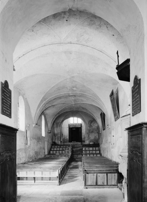 Vue d'ensemble de la nef, depuis le choeur. © Michel Thierry / Région Bourgogne-Franche-Comté, Inventaire du patrimoine - 1978