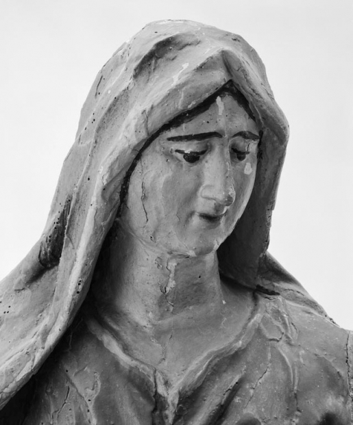 Détail de la tête de la Vierge. © Michel Thierry / Région Bourgogne-Franche-Comté, Inventaire du patrimoine - 1979