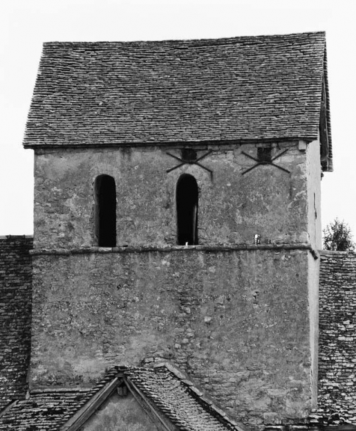 Le clocher, mur gauche : détail. © Michel Rosso / Région Bourgogne-Franche-Comté, Inventaire du patrimoine - 1979