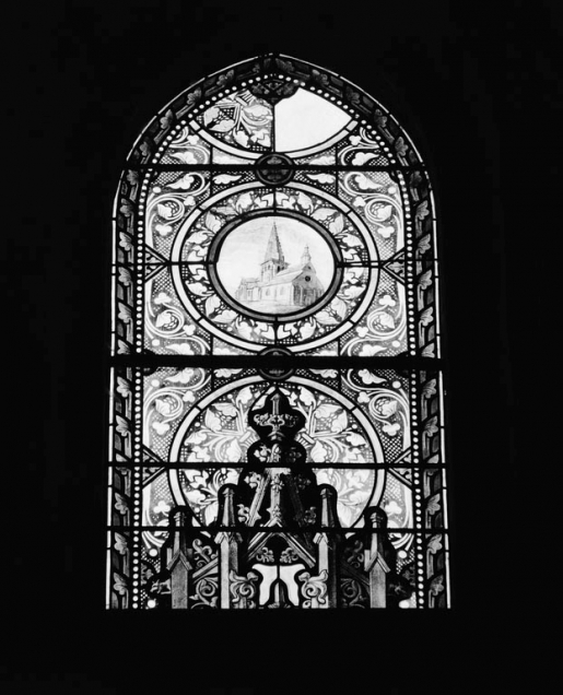 Vitraux n°5 : détail des parties supérieures. © Jean-Luc Duthu / Région Bourgogne-Franche-Comté, Inventaire du patrimoine - 1979