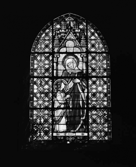 Vitrail n°2 : Education de la Vierge. © Jean-Luc Duthu / Région Bourgogne-Franche-Comté, Inventaire du patrimoine - 1979