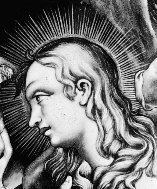 Détail de la tête de sainte Madeleine. © Jean-Luc Duthu / Région Bourgogne-Franche-Comté, Inventaire du patrimoine - 1979