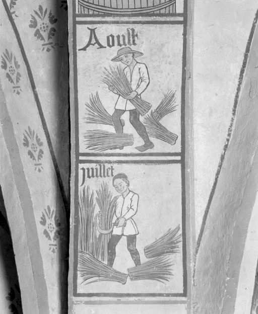 Choeur, arc doubleau, les travaux des mois: juillet et août © Michel Thierry / Région Bourgogne-Franche-Comté, Inventaire du patrimoine - 1986