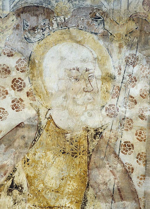 Mur Nord : saint Paul sous niche et donateurs, détail du buste de saint Paul. © Michel Thierry / Région Bourgogne-Franche-Comté, Inventaire du patrimoine - 1988