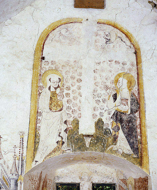 Mur Est : La Crucifixion, vue d'ensemble. © Michel Thierry / Région Bourgogne-Franche-Comté, Inventaire du patrimoine - 1988