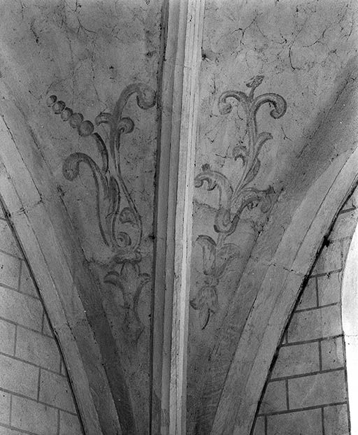 Voûte du choeur : décor peint (angle postérieur droit). © Jean-Luc Duthu / Région Bourgogne-Franche-Comté, Inventaire du patrimoine - 1994