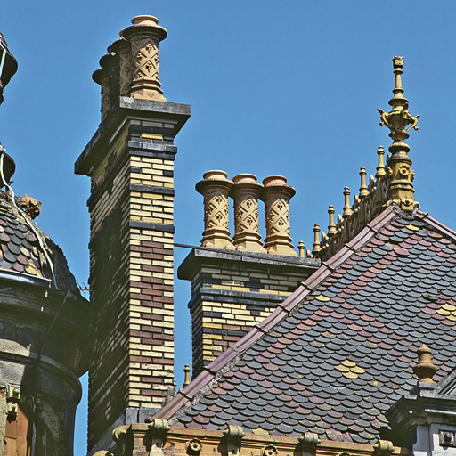 Détail de la toiture du pavillon Desfontaines. © Jean-Luc Duthu / Région Bourgogne-Franche-Comté, Inventaire du patrimoine - 1996 Détail de la toiture du pavillon Desfontaines. © Jean-Luc Duthu / Région Bourgogne-Franche-Comté, Inventaire du patrimoine - 1996