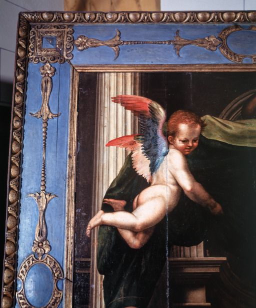 Détail de la partie supérieure gauche : angelot. © Michel Thierry / Région Bourgogne-Franche-Comté, Inventaire du patrimoine - 1997