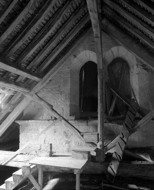 Face postérieure du clocher, vue depuis le comble de la nef. © Michel Rosso / Région Bourgogne-Franche-Comté, Inventaire du patrimoine - 2002