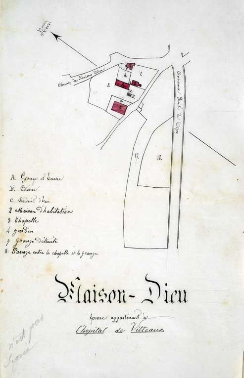 Plan extrait des archives hospitalières, 1875 © Michel Thierry / Région Bourgogne-Franche-Comté, Inventaire du patrimoine - 2003