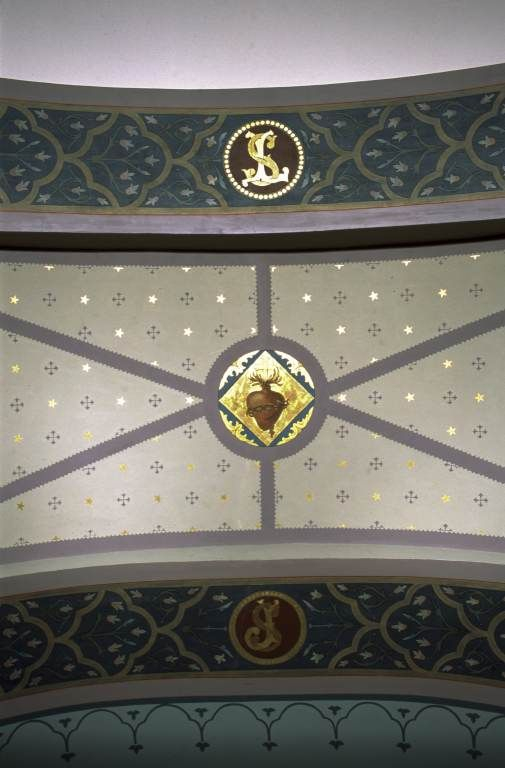 Décor peint de la voûte du choeur. © Michel Rosso / Région Bourgogne-Franche-Comté, Inventaire du patrimoine - 2003