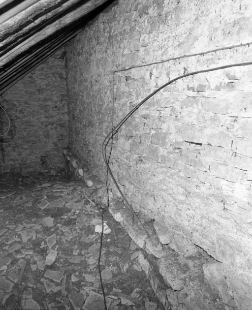 Comble de la chapelle Saint-Joseph : corniche à modillons du mur gauche du choeur. © Michel Rosso / Région Bourgogne-Franche-Comté, Inventaire du patrimoine - 2003