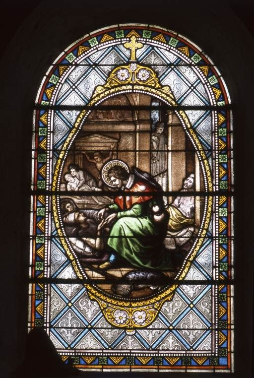 Chapelle Saint Roch, baie 3 : Saint Roch soignant les malades © Michel Rosso / Région Bourgogne-Franche-Comté, Inventaire du patrimoine - 2003