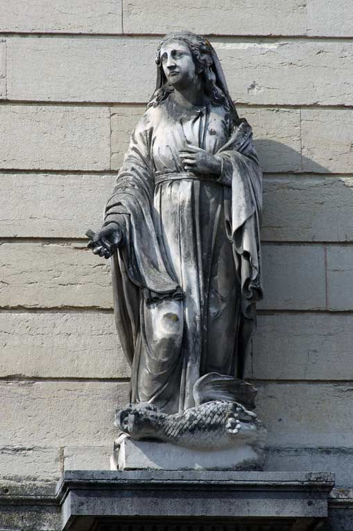 Mur de croupe de l'aile droite : sainte Marthe. © Michel Thierry / Région Bourgogne-Franche-Comté, Inventaire du patrimoine - 2006
