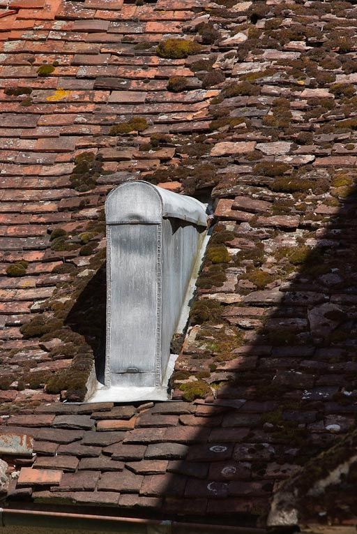 Elément en zinc sur le toit de la construction basse de l'angle nord-ouest de la cour. © Pierre-Marie Barbe-Richaud / Région Bourgogne-Franche-Comté, Inventaire du patrimoine - 2008