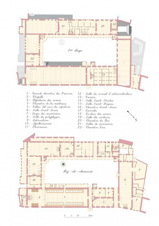 plan du rez-de-chaussée et de l'étage avec légendage des pièces © Alain Morelière / Région Bourgogne-Franche-Comté, Inventaire du patrimoine - 2010
