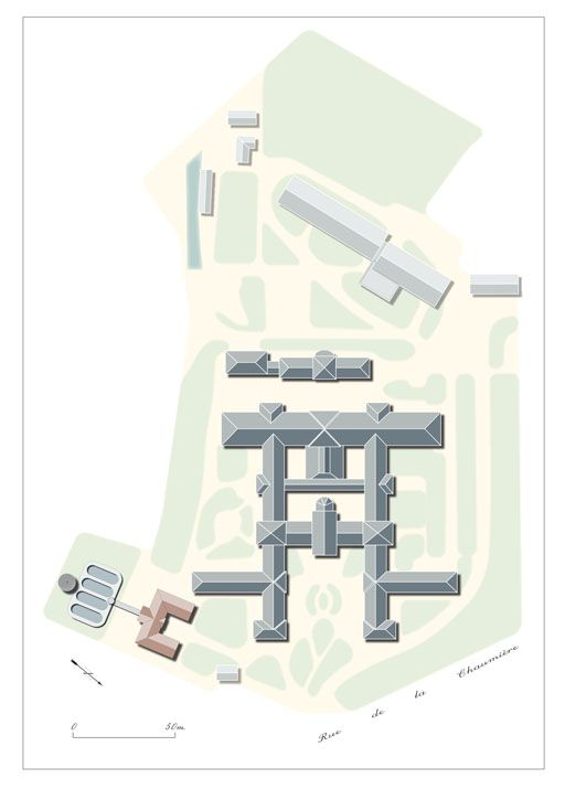 Plan-masse. © Alain Morelière / Région Bourgogne-Franche-Comté, Inventaire du patrimoine - 2010 Plan-masse. © Alain Morelière / Région Bourgogne-Franche-Comté, Inventaire du patrimoine - 2010