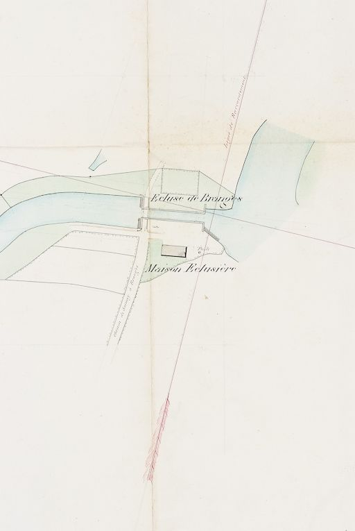 La Seille : profils de Louhans à La Truchère. Détail du site d'écluse de Branges. (Archives VNF-direction territoriale Centre-Bourgogne ; subdivision de Montceau-les-Mines) © Jean-Luc  Duthu (reproduction) / Région Bourgogne-Franche-Comté, Inventaire du patrimoine - 2010